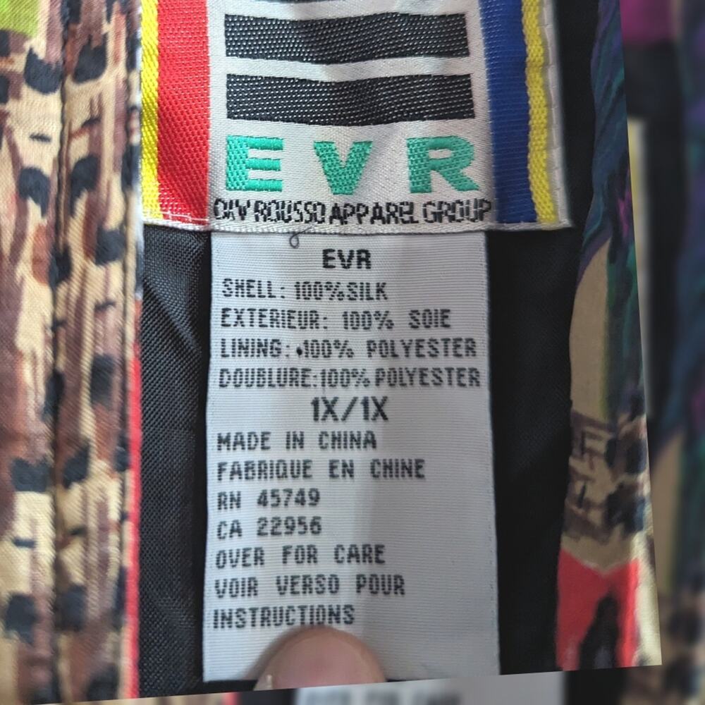 Vtg 80s EVR Silk Bomber Jacket Wildlife Oversize 1X - Picture 6 of 8